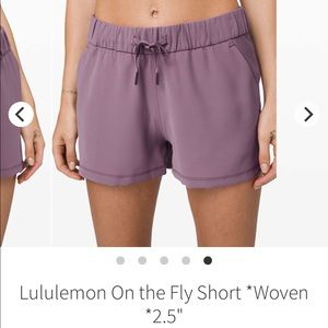 Purple Lululemon On The Fly Shorts